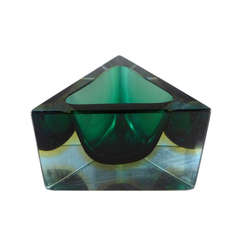 A Large Triangular Murano Sommerso Glass Bowl