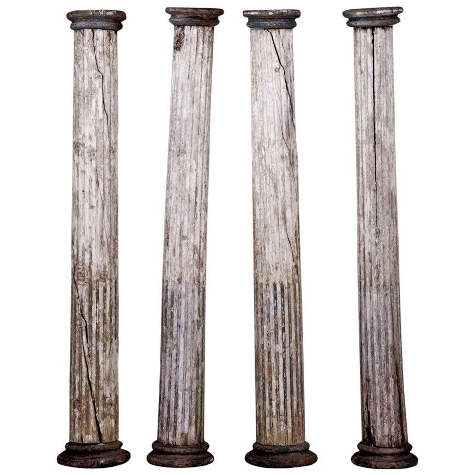 Set of Four 19th Century Hardwood Fluted Columns For Sale