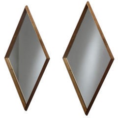 A 1950s Pair of Gilt Diamond Shaped Mirrors