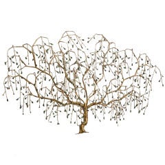 A Jere Style Tree Wall Sculpture with Faux Jade Detail A Jere Style Tree Wall Sculpture with Faux Jade Detail