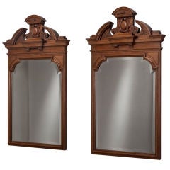 Antique A Single 19th Century Irish Neoclassical Carved Walnut Mirror