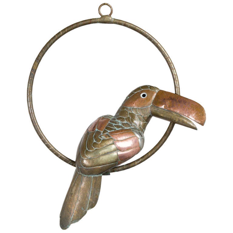 A Dark Brass and Copper Toucan by Sergio Bustamante 1960s