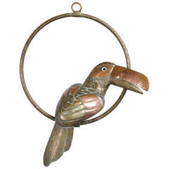A Dark Brass and Copper Toucan by Sergio Bustamante 1960s