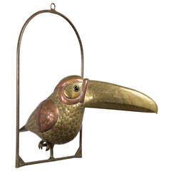 A Brass and Copper Toucan by Sergio Bustamante 1960s