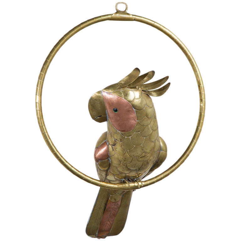 A Brass and Copper Cockatoo by Sergio Bustamante 1960s