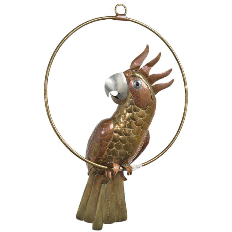 A  Brass and Copper Cockatoo by Sergio Bustamante 1960s