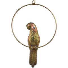 A Small Bustamante Parrot on a Circular Stand