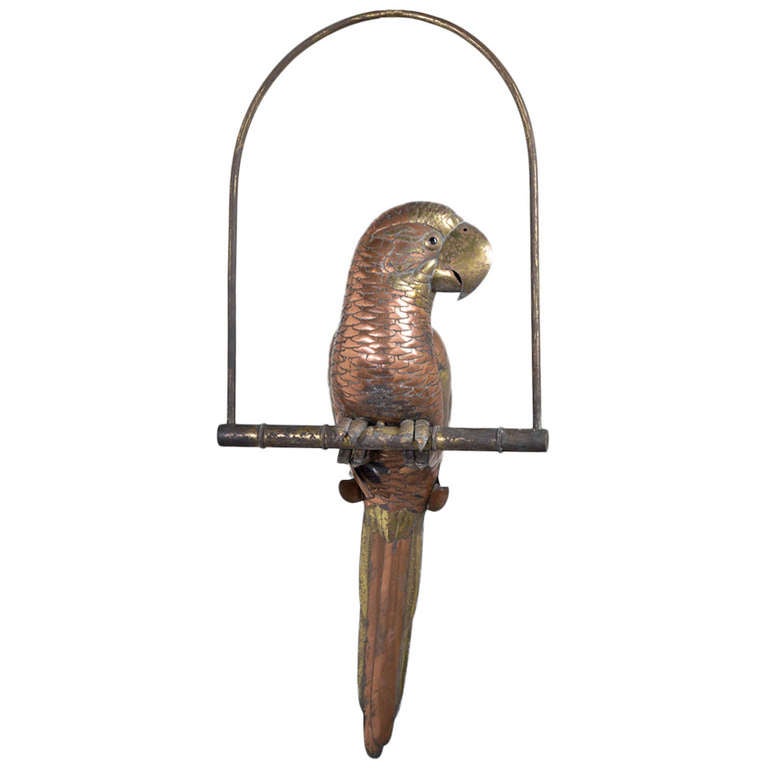 A Brass and Copper Parrot by Sergio Bustamante 1960s