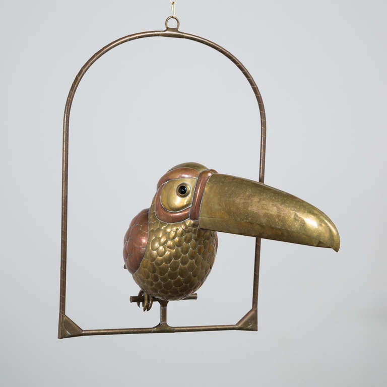 Mexican A Brass and Copper Toucan by Sergio Bustamante 1960s