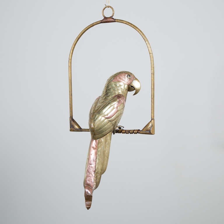 Mexican A Copper and Brass Parrot by Sergio Bustamante 1960s