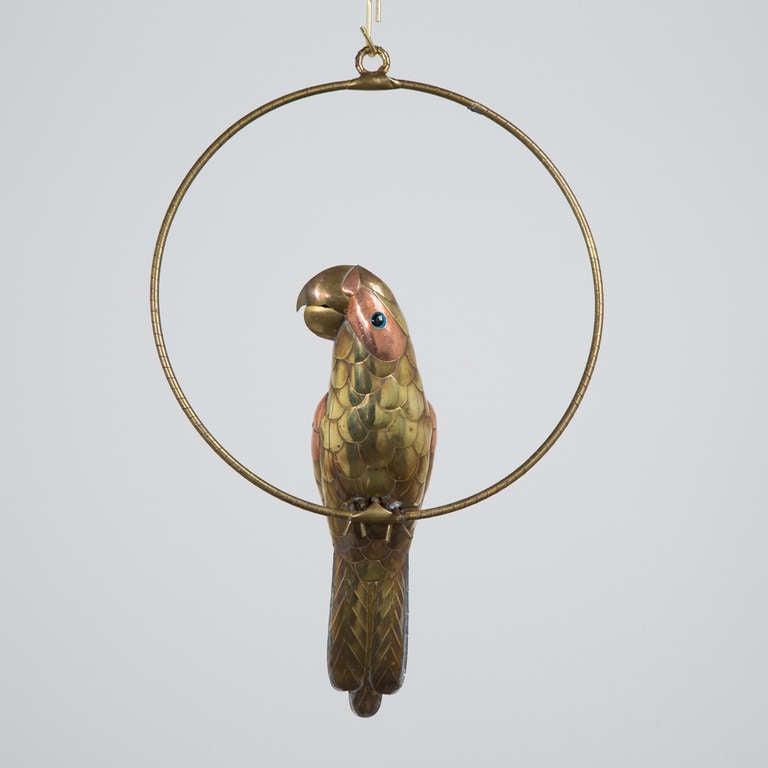 Mexican A Small Bustamante Parrot on a Circular Stand