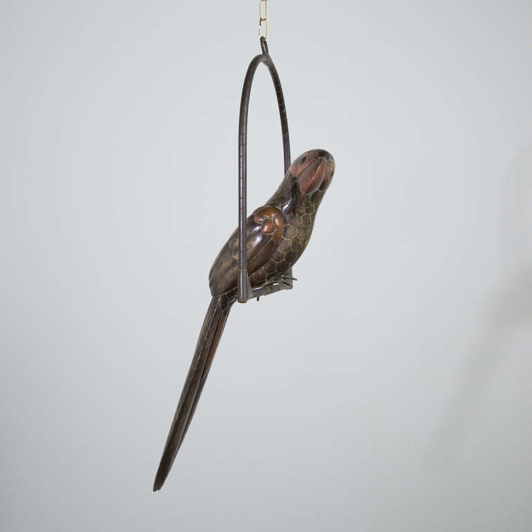 A Tarnished Long Tail Parrot by Sergio Bustamante 1960s In Good Condition In London, GB