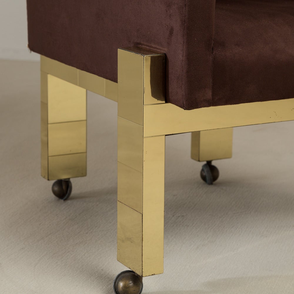 Rare Single Brass Paul Evans Designed Desk Chair, circa 1975 In Excellent Condition In London, GB