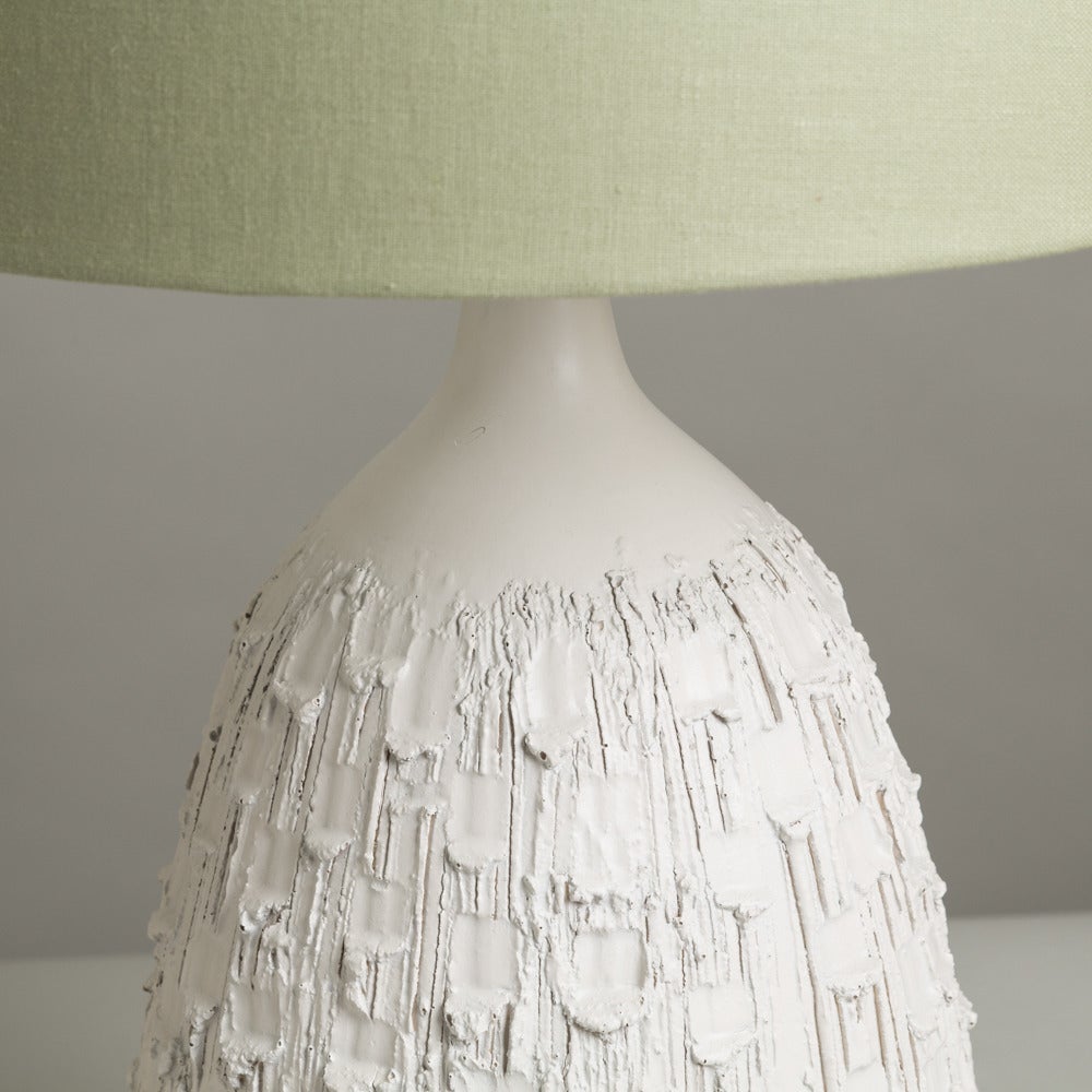A Pair of Sculptural White Textured Ceramic Table Lamps 1960s