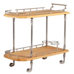 Vintage An Italian Yellow Lacquered Goatskin Aldo Tura designed Bar Cart