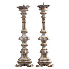 A Pair of 18th Century Italian Pricket Candlesticks
