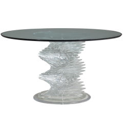 A Fabulous Rare Triangular Swirl Lucite Based Centre Table