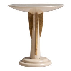 A Small Occasional Table in Ivory Lacquer with Gold Detail