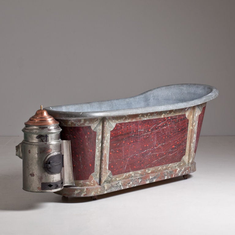 French An Early 19th Century Portable Zinc Bath