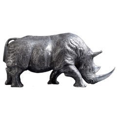 A Cast Aluminium Sculpture of a Rhinoceros by Christian Maas