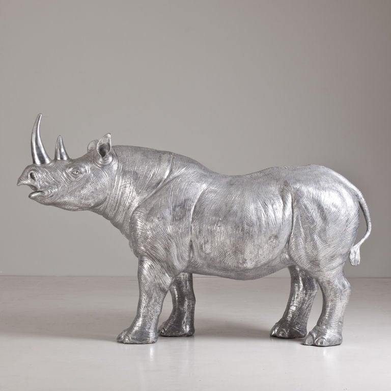 A Cast Aluminium Sculpture of a Rhinoceros by Christian Maas In Excellent Condition In London, GB
