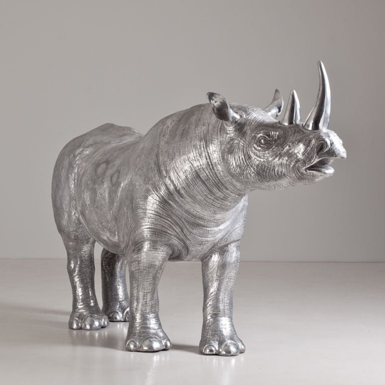 Contemporary A Cast Aluminium Sculpture of a Rhinoceros by Christian Maas