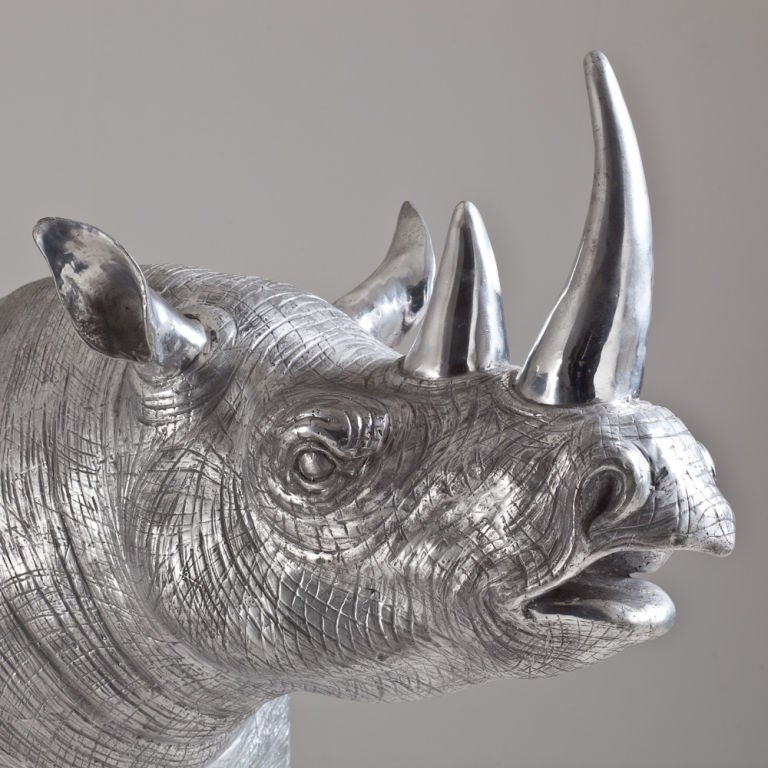 A Cast Aluminium Sculpture of a Rhinoceros by Christian Maas 1