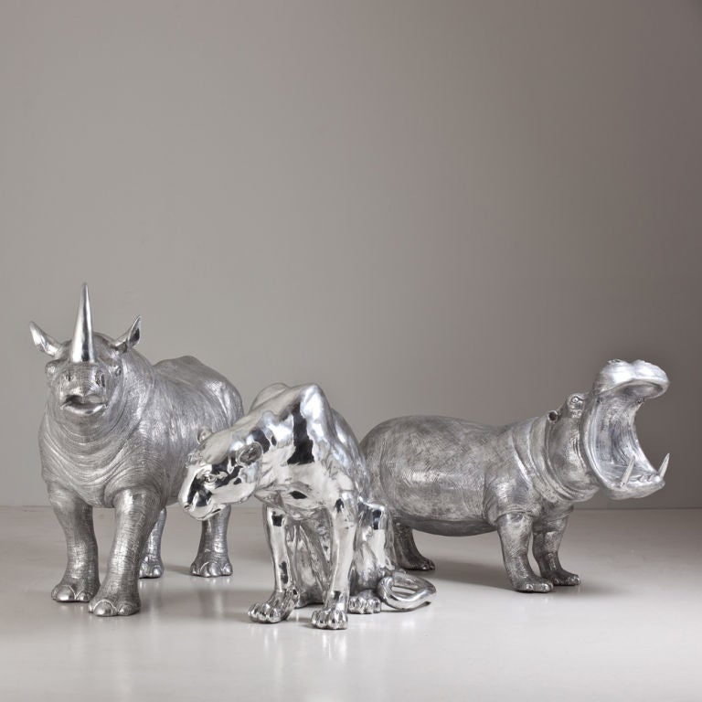 A Cast Aluminium Sculpture of a Rhinoceros by Christian Maas 5