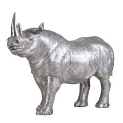A Cast Aluminium Sculpture of a Rhinoceros by Christian Maas