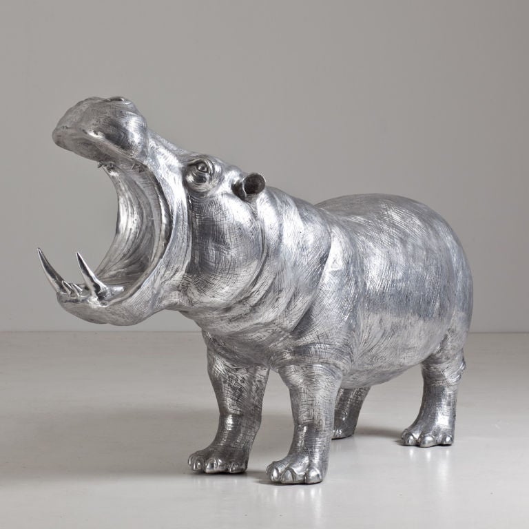 Contemporary A Cast Aluminium Sculpture of a Hippopotamus By Christian Maas