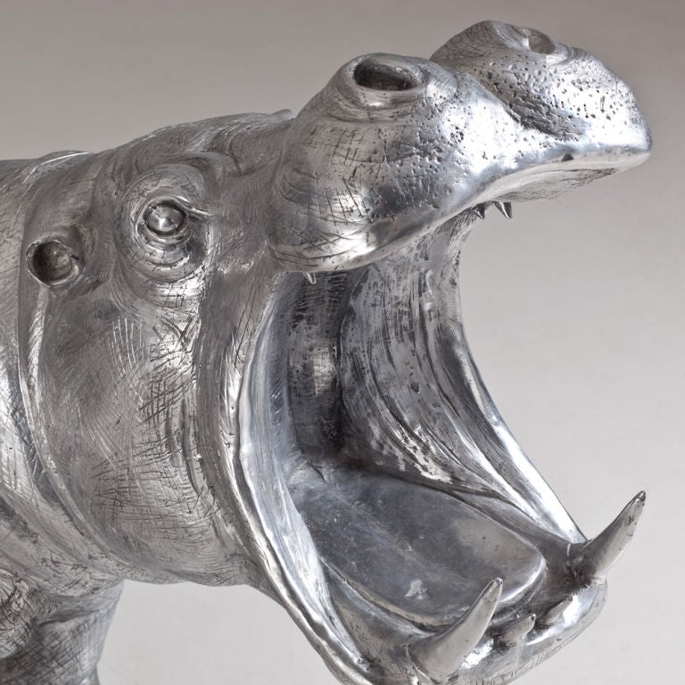 A Cast Aluminium Sculpture of a Hippopotamus By Christian Maas 1