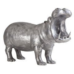 A Cast Aluminium Sculpture of a Hippopotamus By Christian Maas
