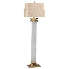 A 1970s Neoclassical Style Lucite and Brass Floor Lamp
