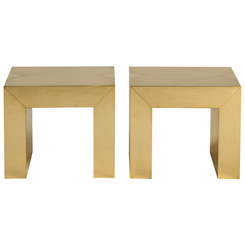 Pair of Brass Wrapped Side Tables by Talisman Bespoke For Sale