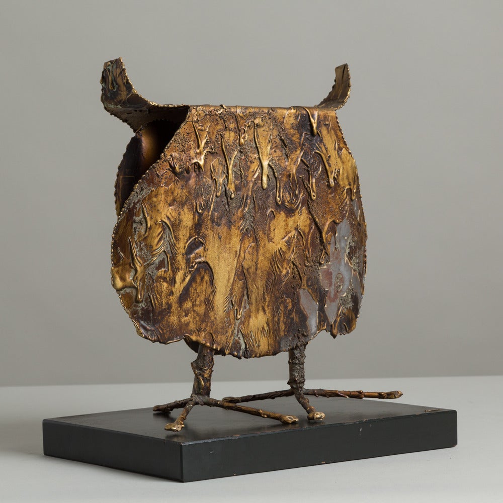 Brutalist Metal Owl Table Sculpture by Curtis Jere, 1969 In Excellent Condition In London, GB