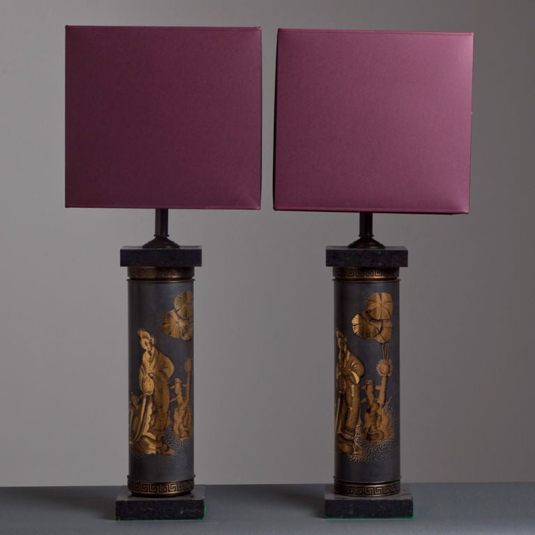 A Pair of 1970s Chinese Motif Table Lamps
