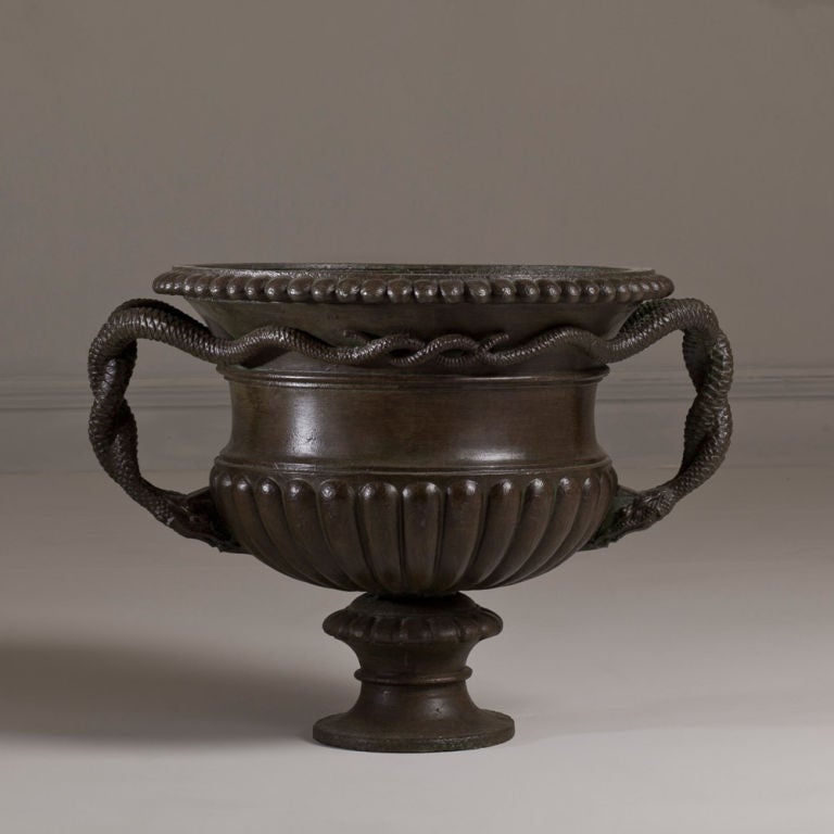 A Late 19th Century Warwick Style Cast Iron Urn with Beaded Rim Detail