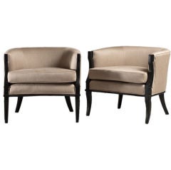 A Pair of Italian Tub Chairs ca.1950s with Ebonised Frames