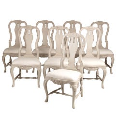 Antique A Set of 6 Swedish Rococo Style Dining Chairs