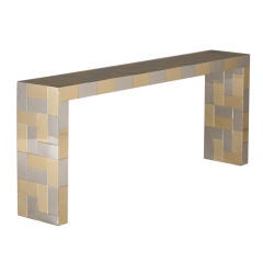 A Paul Evans Cityscape Brass and Chrome Slim Console Table