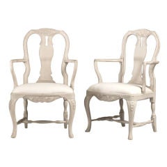 A Pair of Swedish Rococo Style Armchairs ca.1920s