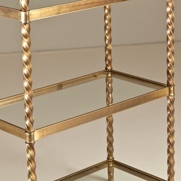A Mastercraft Brass Framed Etagere with Glass Shelves 1