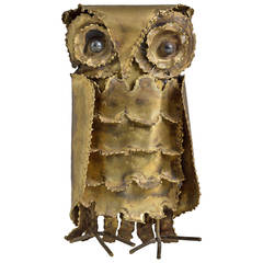 Curtis Jere Style Mid Century Brutalist Brass Owl