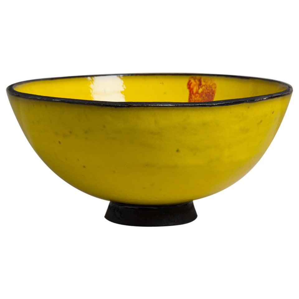 Yellow Catriona McLeod Raku Fired Ceramic Bowl, 2008