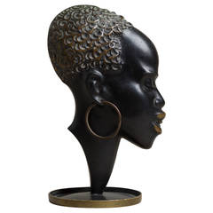 Bronze African Head by Richard Rohac Stamped