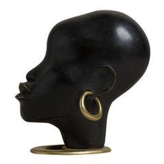 Austrian Art Deco Bronze Nubian Head by Hagenauer, circa 1930