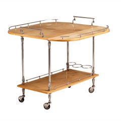Vintage An Italian Yellow Lacquered Goatskin Aldo Turo Bar Cart