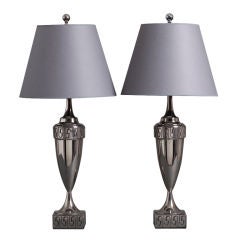 A Pair of 1950s Grecian Inspired Nikel Plated Table Lamp