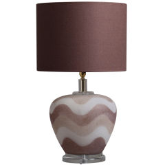 A Single Round Textured Ceramic 
Glass Pale Pink Lamp