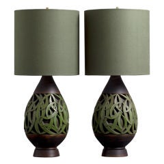 A Rare Pair of 1950s Ceramic Table Lamps
